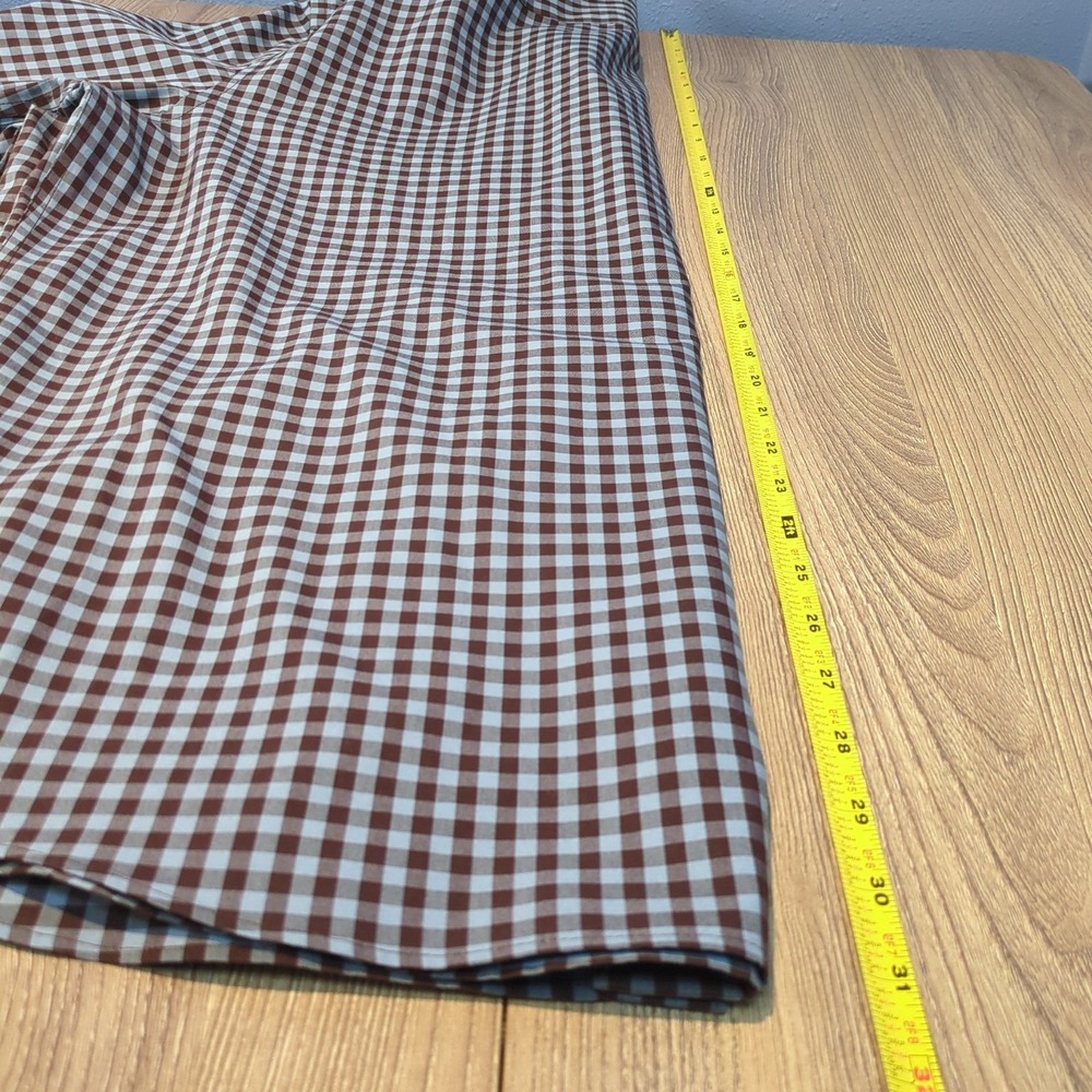 Untuckit Brown Blue Checked Button Long Sleeve Shirt XL 100% Cotton Work - Picture 8 of 10